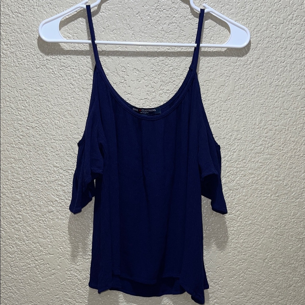 One Clothing Navy Cold Shoulder Camisole